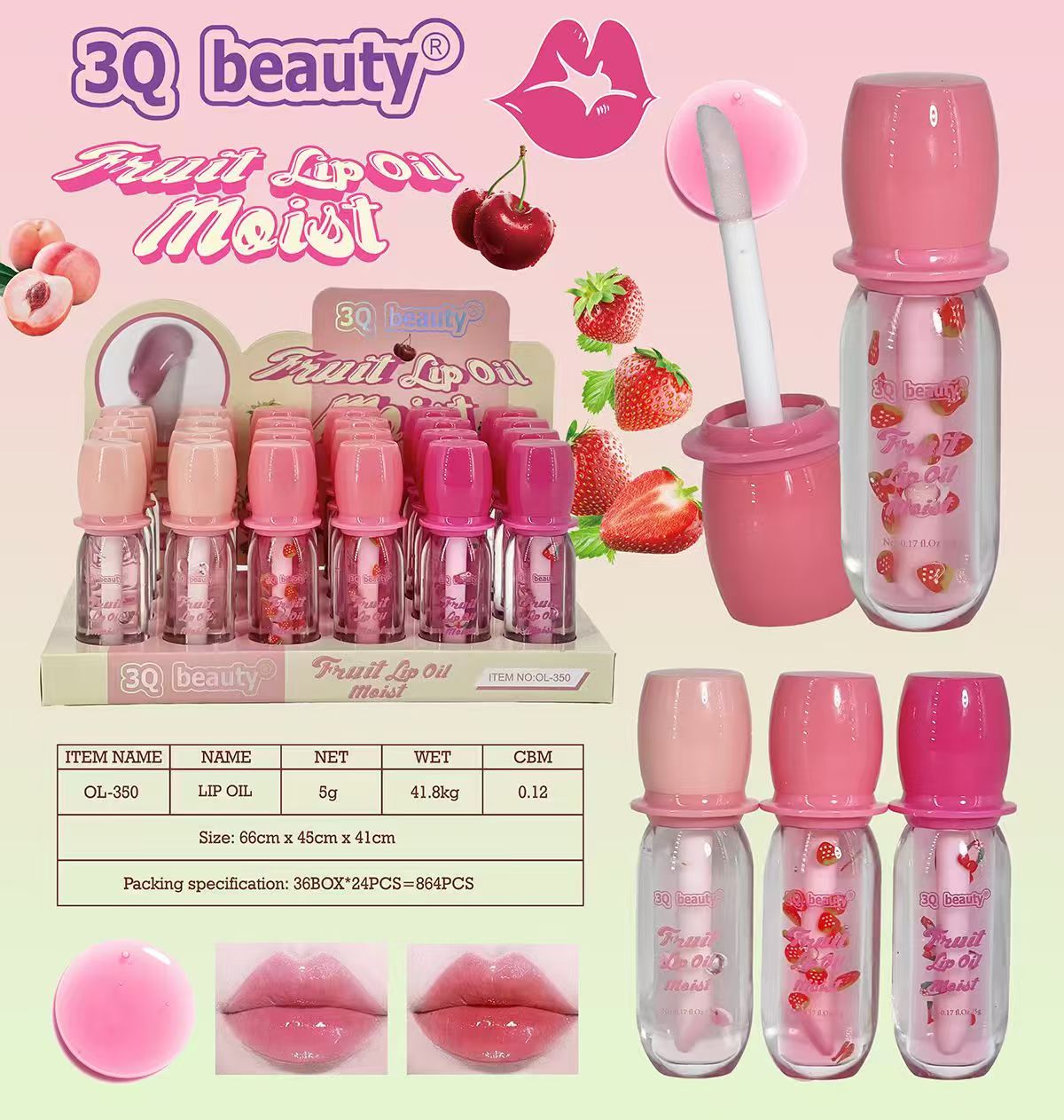 3Q Beauty Fruit Lip Oil Moist Kit